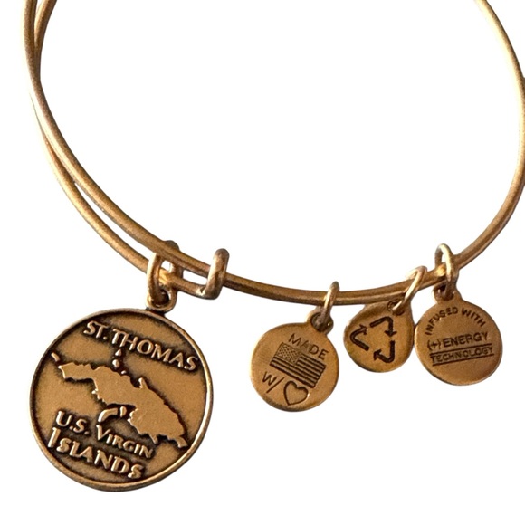 Alex and Ani St. Thomas US Virgin Islands Exclusive Gold Bangle Bracelet - Picture 1 of 3